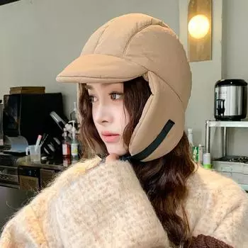 Сравнить Теплая пуховая шапка с регулируемой пряжкой, унисекс, защитная шапка для ушей, зимняя, ветрозащитная, утолщенная, лыжная шапка