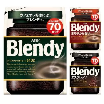 Сравнительный набор пакетиков растворимого кофе AGF Blendy 140 г x 3 вида [Запасная упаковка Eco] [Набор ассорти] [Ассортимент]
