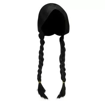 Среда Аддамс Косплей Парик, Аддамс Косплей Синтетические Длинные Черные Косы Волосы С Бахромой Для Хэллоуина Косплей Вечеринка чёрный