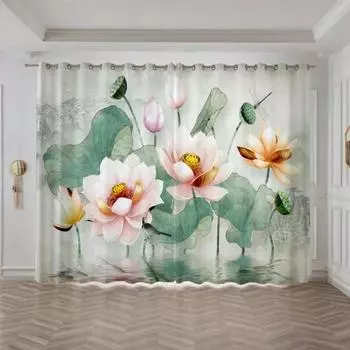 Средиземноморский маяк морская звезда плотные затемняющие шторы узор лотоса гостиная кухня занавеска для дома спальня новые шторы W55 X H120cm X 2&HOOK