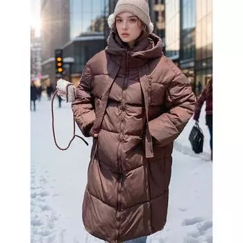 Среднего и длинного пухового женского осенне-зимнего стиля с хлопковой подкладкой и хлопковой подкладкой M [Recommended below 55kg] белый