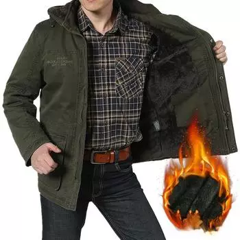 Среднего и длинного размера с хлопковой подкладкой мужское повседневное пальто из чистого хлопка, защищающее от холода и теплое, свободного покроя, большого размера M