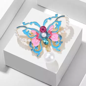 Среднего и высокого класса брошь-бабочка, расписанная вручную, элегантная подвеска из пресноводного жемчуга, аксессуары для корсажа в стиле ципао
