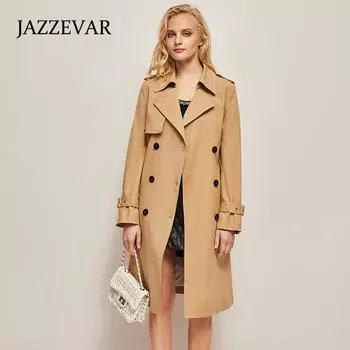 Средней длины британский стиль высокого класса темперамент тонкий облегающий модный тренч для женщин L хаки