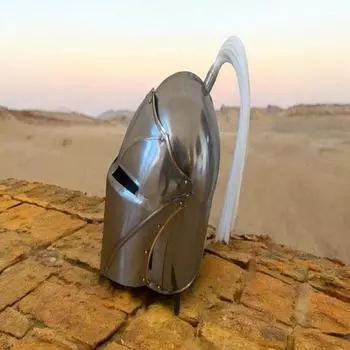 Средневековая барбута рыцарь тамплиер стиль с функциональным забралом викингов 18 калибра съемный плюмаж фэнтези доспехи для мужчин