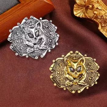 Средневековая брошь Ретро Тяжелая промышленность Животное Милая Лиса Модный тренд Дизайн Французский Милый Кот