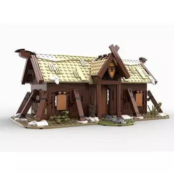 Средневековая деревня викингов, медовый зал, строительный блок, дом, ферма, дракон, корабль, архитектура, кирпичная модель, игрушки, детский подарок