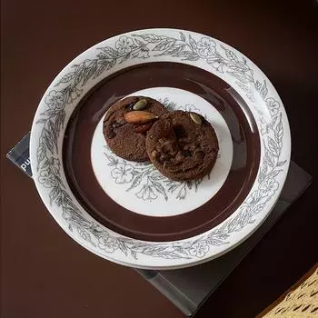 Средневековая финская нишевая керамическая тарелка с цветочным узором, ретро круглая тарелка для завтрака, бытовая тарелка для овощей, десертная тарелка, тарелка для фруктов diameter 19cm