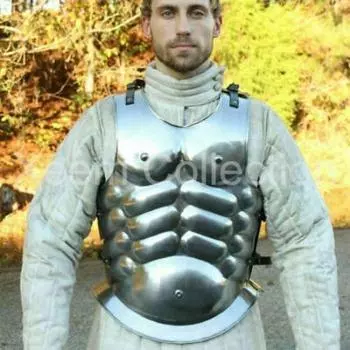 Средневековая коллекционная греческая средневековая КУРТКА ДЛЯ МЫШЦ Пригодный для носки костюм на ХЭЛЛОУИН серебряный