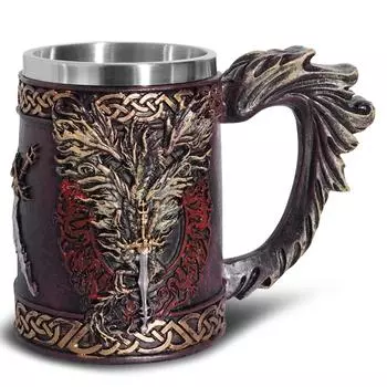 Средневековая скандинавская мифология кружка для пива пивная кружка с подкладкой из нержавеющей стали ретро кружки для воды кофейные чашки подарок на День отца 500ml