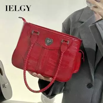 Средневековая сумка IELGY с текстурой премиум-класса, модная сумка нишевого дизайна, маленькая квадратная сумка в стиле ретро большой вместимости красный