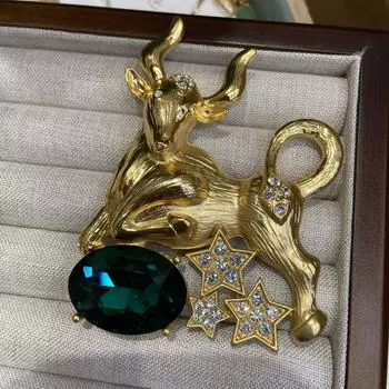 Средневековая тяжелая промышленность животное бык брошь женская пентаграмма алмаз одежда аксессуары высокого класса брошь мода