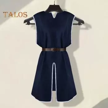 Средневековая туника викингов, рубашка с v-образным вырезом без рукавов и поясом средней длины, большие размеры, косплей, сцена, события эпохи Возрождения, костюм на Хэллоуин, пиратский топ XXL чёрный