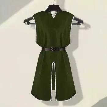 Средневековая туника викингов рубашка с V-образным вырезом без рукавов с поясом средней длины большого размера для косплея на сцене Ренессанс События Представление Hallow S чёрный