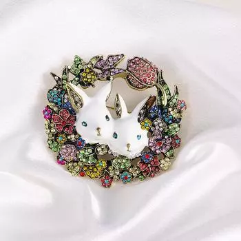 Средневековая винтажная ретро литературная брошь в виде кролика, тяжелая промышленность, полный горный хрусталь, маленькая белая брошь в виде кролика, аксессуары для пальто, корсаж