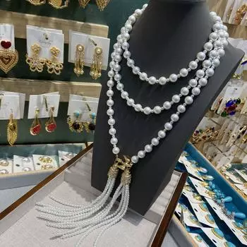 Средневековая жемчужная кисточка, высокая темпераментность, элегантный жемчуг, птица, пряжка, ожерелье, цепочка для свитера, цепочка на талию