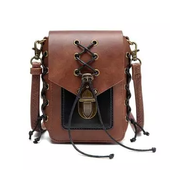 Средневековая женская сумка на одно плечо из искусственной кожи с цветными блоками, маленькая квадратная сумка в индустриальном ретро-стиле, мини-сумка через плечо в стиле стимпанк