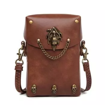 Средневековая женская сумка на одно плечо из искусственной кожи с заклепками и цветными блоками, небольшая квадратная сумка через плечо в стиле стимпанк с изображением совы