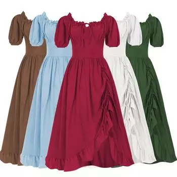 Средневековое платье Ретро-нестандартное платье Ренессанс Сценический костюм Платье Женская юбка S