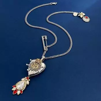 Средневековое винтажное барочное ожерелье Maijia с черепом, короной короля и бриллиантами в форме сердца в стиле ретро