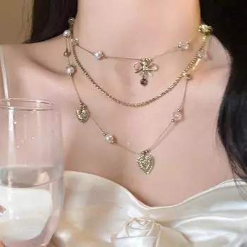 Средневековое винтажное ожерелье Love, ретро-винтажная цепочка на ключицу, женская, высокая чувственная цепочка на шею, прилив