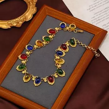 Средневековое винтажное ретро глазурованное ожерелье цвет нишевый дизайн высокое чувство женский придворный темперамент ключичная цепочка