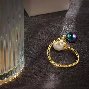 Средневековое витое золотое кольцо с имитацией жемчуга женское легкое роскошное модное кольцо Высокое чувство кольца для женщин Opening adjustable золотой