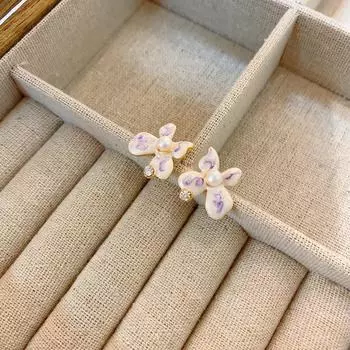 Средневековые барочные жемчужные серьги французская масляная живопись рамка цветок серьги-гвоздики придворный стиль легкие роскошные ретро литературные серьги