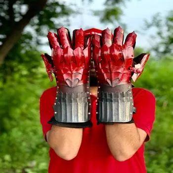 Средневековые черные перчатки, перчатки для брони | Перчатки назгулов | Аксессуары для косплея на Хэллоуин | Костюм для ролевой игры на Хэллоуин | Стальные перчатки для ролевой игры в ролевые игры