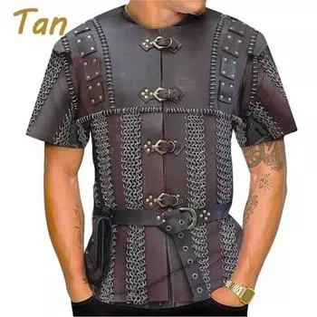Средневековые доспехи 3D принт модная футболка косплей крутые повседневные футболки с круглым вырезом и коротким рукавом для мужчин одежда уличная одежда топы футболка S