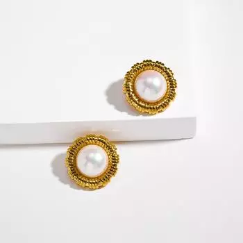 Средневековые легкие роскошные ювелирные изделия темперамент элегантные серьги-гвоздики с искусственным жемчугом женские осенние и зимние серьги высококачественные серьги золотой