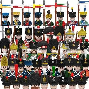 Средневековые наполеоновские войны, военная фигура, строительный блок, прусский, британский, французский, Италия, Испания, рыцарь, военно-морской флот, солдат, кирпичи