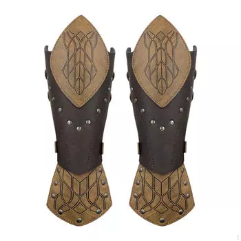 Средневековые наручи для мужчин, наручные повязки из искусственной кожи, наручные перчатки для сцены светло-коричневого