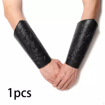 Средневековые наручи из искусственной кожи, наручные перчатки для вечеринки, маскарадного костюма чёрный