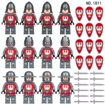 Средневековые рыцари, военные солдаты-драконы, средневековый замок, строительные блоки, куклы, 1813, собранные игрушечные фигурки