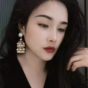 Средневековые винтажные модные ретро-колокольчики с жемчугом и кисточками, длинные серьги, атмосферные серьги в классическом стиле, серьги