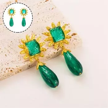 Средневековые жемчужные серьги из сплава с бриллиантами, модные золотые серьги в стиле ретро 7.5*3.5cm