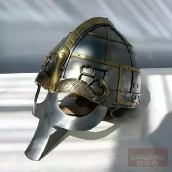 Средневековый 16GA стальной средневековый ребристый шлем / шлем рыцаря викинга латунь