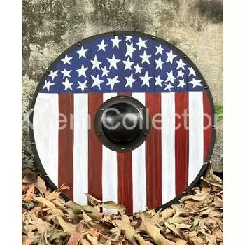 Средневековый Американский Флаг Круглый Щит Патриотический Аутентичный Проблемный Щит Викингов