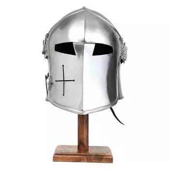 Средневековый барбута с козырьком из матовой стали, рыцари-тамплиеры, крестоносцы, доспехи, шлем, костюм на Хэллоуин, реквизит