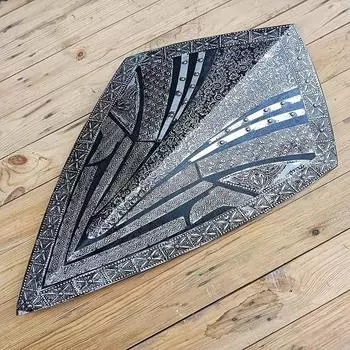 Средневековый черный рыцарский щит для косплея, деревянный щит викинга, передняя часть из алюминия