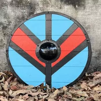 Средневековый деревянный щит ручной работы викингов - Морской морской средневековый деревянный щит