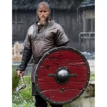 Средневековый деревянный викинг 24-дюймовый круглый щит из тяжелого металла, готовый к бою, подарок