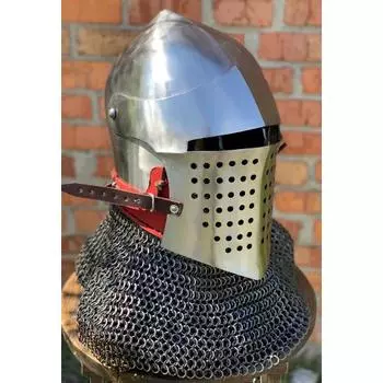 Средневековый доспех Кольчужный шлем 16 Gage Steel Barbute Armor Helmet
