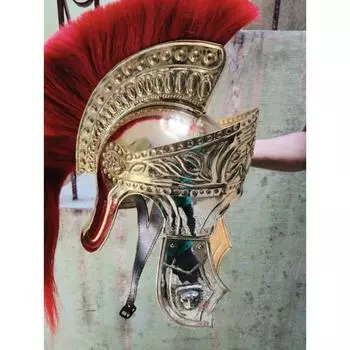 Средневековый кавалерийский римский шлем 18 Guage Brass Halloween Costume золотой