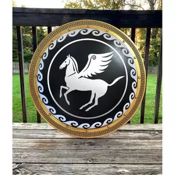 Средневековый конь в доспехах, аутентичный древнегреческий гоплит, 24 дюйма, щит, черный