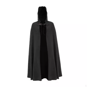 Средневековый косплей костюм с капюшоном и капюшоном для взрослых и мужчин, вечерние чёрный