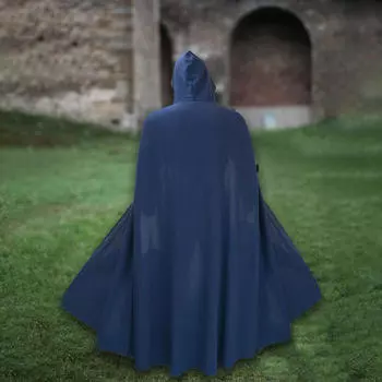 Средневековый косплей костюм с капюшоном и капюшоном для взрослых и мужчин, вечерние чёрный