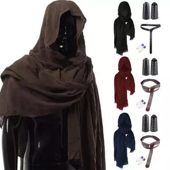 Средневековый костюм пирата на Хэллоуин, шарф, браслеты, пояс, рыцарь, реквизит для косплея, аксессуары, украшения для Хэллоуина, маскарадный наряд чёрный