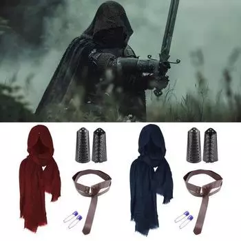 Средневековый костюм пирата на Хэллоуин, шарф, браслеты, пояс, рыцарь, реквизит для косплея, аксессуары, украшения для Хэллоуина, маскарадный наряд чёрный